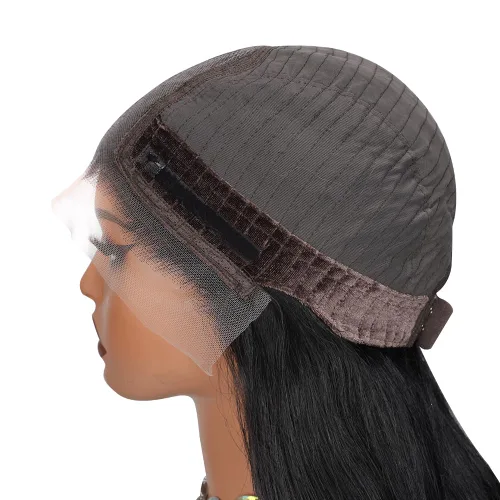 Vista 4 de Peluca de cabello humano con agarre de terciopelo, pelucas sin pegamento, precortadas en forma de T de 12 x 5, pelucas de cabello humano con encaje