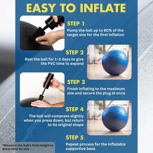 Vista 8 de ProBody Pilates Yoga Ball Chair, Exercise Ball Chair with Base or Stand for Home Office Desk Sitting or Workout, Balance Ball & Stability Ball Seat