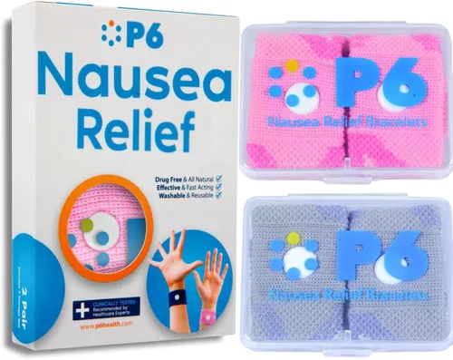 Vista 14 de P6 Bandas de mareo por movimiento para niños, pulseras para niños antináuseas, crucero por mar, viajes, enfermedades del automóvil, alivio natural