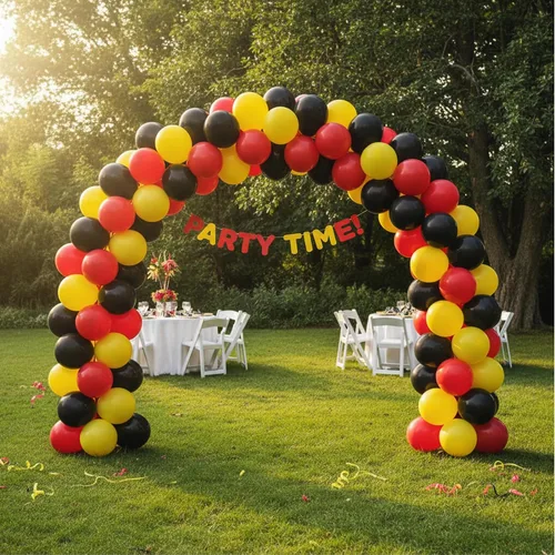 Vista 5 de KADBANER Globos rojos, amarillos y negros, paquete de 100 globos de látex de 12 pulgadas