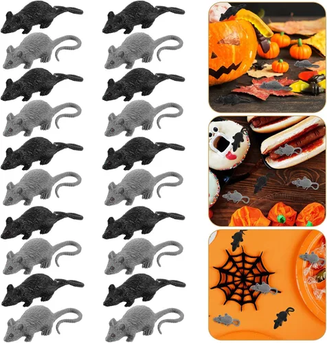 Vista 5 de YARNOW 20 ratas falsas de plástico, ratones aterradores para fiestas de Halloween, reunión, juguete complicado