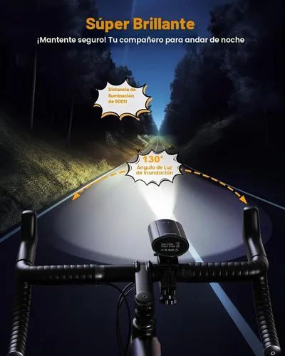 Vista 2 de Bike Light Set, Prasky Rechargeable Bicycle Lights Front and Rear, Aluminum