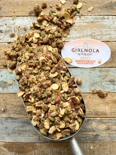Vista 18 de Cereal de granola bajo en azúcar y bajo en carbohidratos Let's Peanut Butter Party Paquete de 2 Nutty Girl Keto Girlnola®