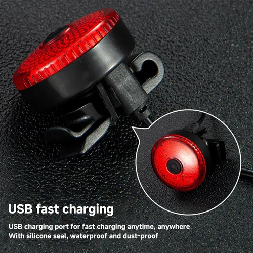 Vista 5 de Juego de luces recargables USB, juego de luces LED recargables USB, kit de faros LED brillantes y luces traseras, kit de luces de ciclismo