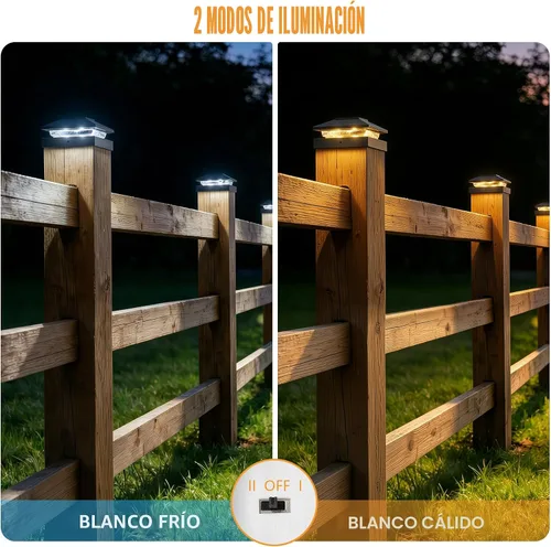 Vista 7 de Paquete de 2 luces solares 4x4, luces LED de doble color para postes de Negro