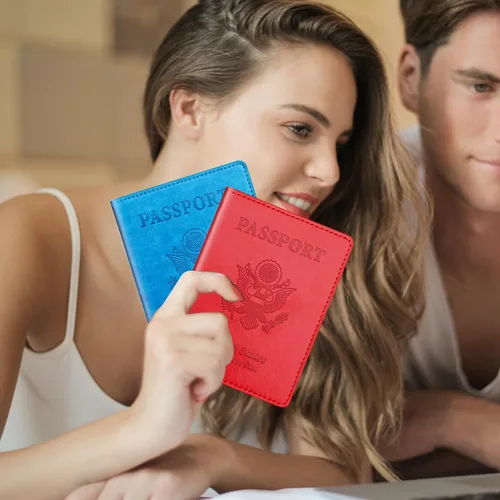 Vista 6 de Herain Soporte para pasaporte, funda para pasaporte, cartera para pasaporte, para mujeres y hombres, funda de pasaporte, protector de libreta