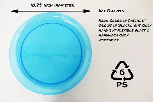 Vista 6 de DIRECTGLOW LLC Platos de fiesta reactivos Blacklight (20, 10.25 pulgadas)