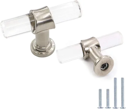 Vista 6 de homdiy LS9165GD76 - Tiradores acrílicos de latón cepillado para cajones, manijas de gabinete transparentes para cajones de tocador, manijas