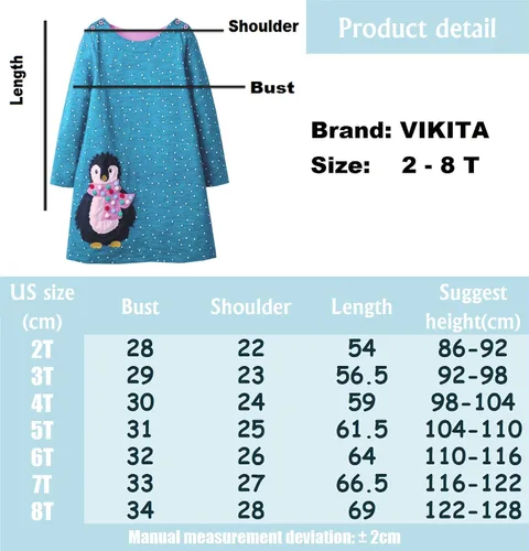 Vista 6 de VIKITA Toddler Girls Dresses Winter Hoodie Clothes Colorful Sequins Long Sleeve Cotton Sweatshirt for Little Kids 3-8 Years
