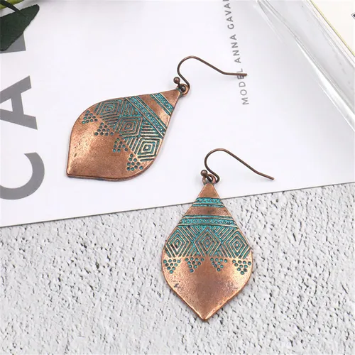Vista 5 de MALOYANVE Aretes bohemios de plata martillados y grabados para mujer, únicos hechos a mano, vintage, bohemio, tallada, patrón de textura colgante