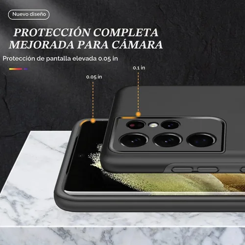 Vista 3 de Funda para Samsung Galaxy S21 Ultra, con protector de pantalla de TPU flexible autorreparable, 2 unidades, grado militar, doble a prueba de golpes
