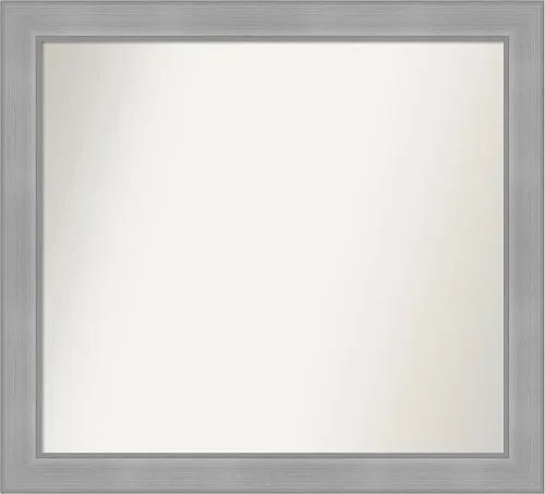 Vista 485 de Amanti Art Espejo de baño plateado para sobre el fregadero, 24 x 24 pulgadas, espejo cuadrado de peltre forjado a medida, marco de madera casual