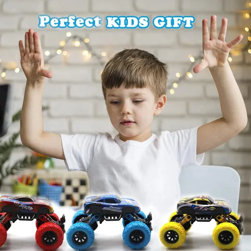 Vista 4 de Coches de tracción para niños, camiones de juguete para niños, auto de juguete de aleación, juguete educativo, Monster Trucks de inercia, juguete