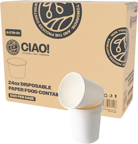 Vista 13 de CIAO! Tapa de PP de 3.543 in de diámetro, diseñada y apta para contenedores de papel de 8 oz (1000/caja)