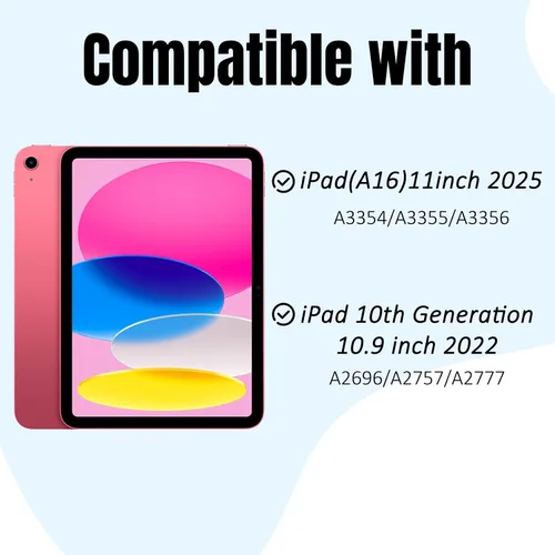 Vista 2 de Funda compatible con iPad (A16) de 11ª generación de 11 pulgadas 2025, 10ª generación 2022, funda compatible con iPad de 10.9 pulgadas, soporte