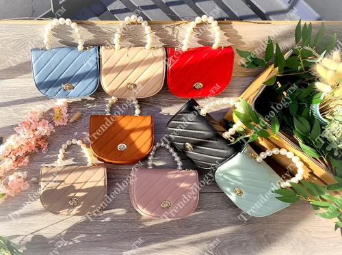 Vista 4 de Bolso cruzado para mujer y niña, con asa superior, estilo informal, con diseño de perlas