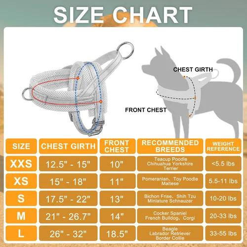Vista 6 de BEAUTYZOO Arnés para Perros Pequeños, Juego de Arnés y Correa sin Tirones, Arnés de Chaleco para Cachorros Suave a Prueba de Escapes con Manija