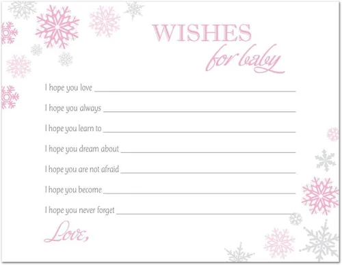 Vista 3 de MyExpression 48 tarjetas de deseos de bebé con copos de nieve rosados