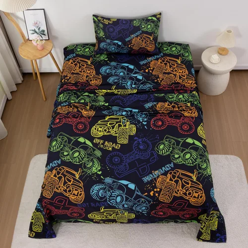 Vista 8 de Juego de sábanas de 3 piezas para niñas, tamaño individual, diseño de castillo y estrella arcoíris, unicornio, para niños y adolescentes, divertido