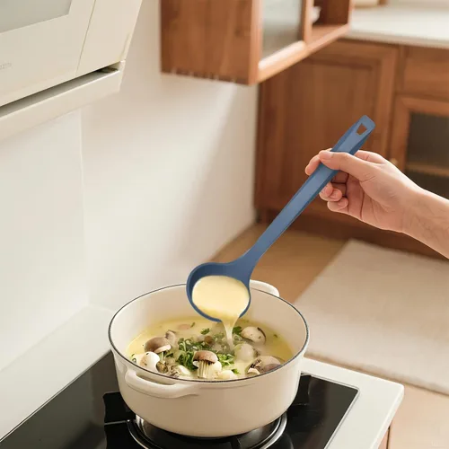 Vista 6 de Juego de 6 utensilios de cocina de silicona con soporte, 600F resistentes al calor, limpieza sin BPA