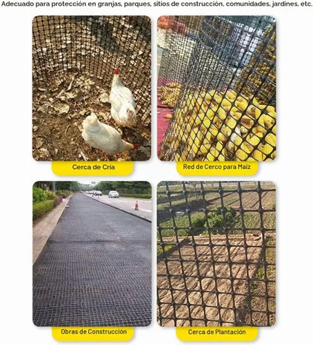 Vista 7 de Valla de plástico para jardín, barrera para animales, 3.28 x 66 pies, valla de plástico duro resistente, rollo de valla temporal de seguridad Negro