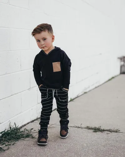 Vista 2 de Conjunto de ropa para niños pequeños, sudadera de retazos, manga larga, pantalones sólidos, para otoño e invierno