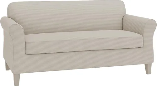 Vista 26 de Zenna Home Funda elástica de felpilla para sofá, color marfil/hueso, 1 pieza, suave y elástica para sofás, tela resistente a las arrugas, fácil