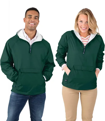 Vista 8 de Charles River Apparel Jersey clásico a rayas unisex, cortavientos resistente al agua para hombres y mujeres Negro