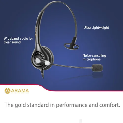 Vista 10 de Arama Auriculares USB con micrófono (A600MONO) - Cancelación de ruido, control de volumen y silencio en línea, compatible con USB-A y USB-C