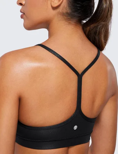 Vista 4 de CRZ YOGA Butterluxe - Brasier deportivo con espalda en Y para mujer, con espalda cruzada, de bajo impacto, tirantes delgados, para entrenamiento