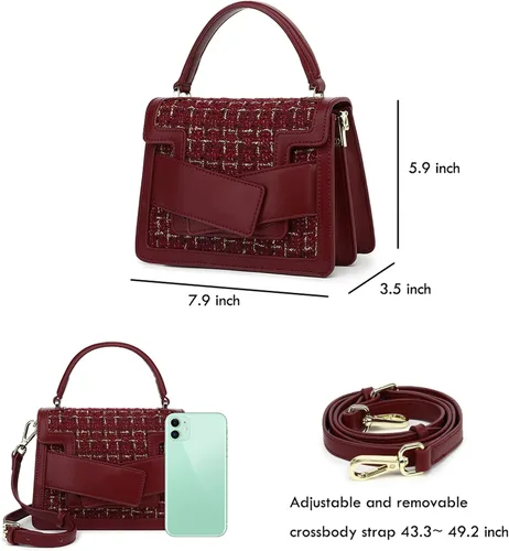 Vista 7 de LL LOPPOP Bolso cruzado pequeño con clase, bolsos de mano superior para mujer, bolsos con asa