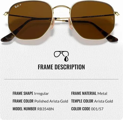 Vista 41 de Ray-Ban RB3548N Lentes planas hexagonales, gafas de sol cuadradas y redondas con kit oficial de gafas