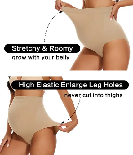 Vista 4 de Fajas de maternidad sin costuras, bragas con soporte para el vientre para vestidos y pantalones, ropa interior de embarazo de cintura alta, S-XXXL
