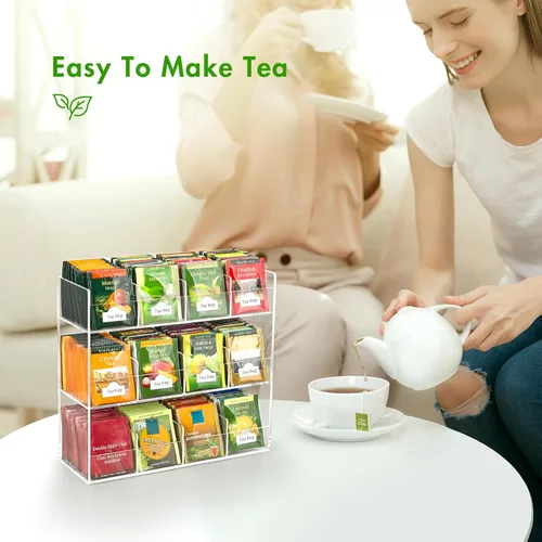 Vista 5 de BEYGORM Organizador de Bolsitas de Té de Acrílico para 216 Paquetes de Té, Sin Ensamblaje Requerido, Soporte de Exhibición para Encimera