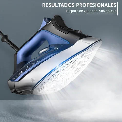 Vista 2 de Rowenta DW8350 Ultimate Plus - Plancha de vapor de 1775 vatios, placa vertical de 430 agujeros, apagado automático, negro y azul, 12 x 6