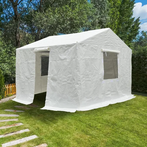 Vista 11 de Domi 2,44 m x 2,44 m Funda Universal de Invierno para Cenadores con Techo Rígido, Cubierta Exterior Impermeable con Paredes Laterales y Ventanas