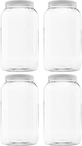 Vista 37 de Tarro de plástico de 64 oz (1/2 galón), tapa blanca, paquete de 1