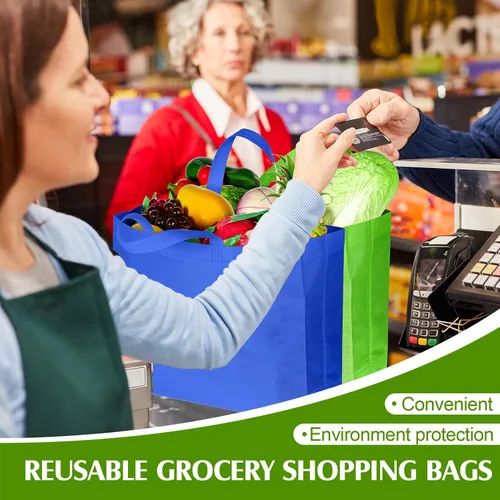 Vista 5 de Silkfly 100 bolsas tejidas reutilizables de Halloween a granel, bolsas de compras de otoño de Acción de Gracias, bolsas de compras para cumpleaños