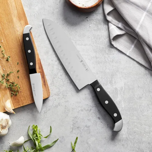Vista 2 de HENCKELS Statement - Juego de cuchillos de afeitar afilados, cuchillo Santoku de 7 pulgadas, cuchillo de pelar, diseño alemán informado por más
