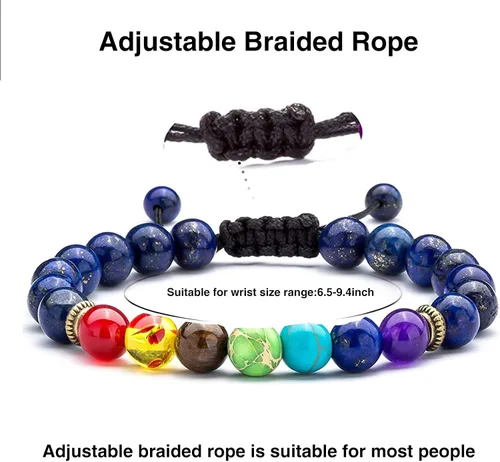 Vista 4 de Pulsera para hombre y mujer, 0.315 in, piedra natual de roca natual para hombre y mujer, pulsera difusora de aceite esencial, cuerda trenzada