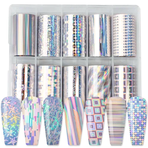 Vista 10 de 10 hojas de transferencia de lámina de uñas, diseño de flor de Cupido en ángulo, calcomanías de uñas, calcomanías de arte de uñas, tiras