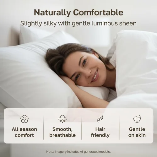 Vista 5 de California Design Den Juego de 2 fundas de almohada estándar tamaño Queen - 100% algodón, juego de 2 fundas de satén suave, se adapta a almohadas