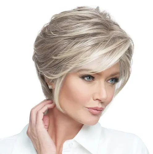 Vista 4 de Raquel Welch Go To Style - Peluca de pelo corto versátil y favorecedora de Hairuwear, gorra media, castaño iluminado por el sol RL10/12
