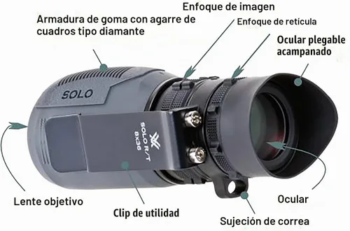 Vista 5 de Vortex Optics Solo R/T monocular táctico con retícula de rango para MRAD MRAD Based Ranging Reticle, Utility Clip, Adjustable Eyecup, Fogproof