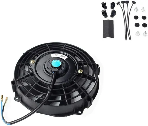 Vista 3 de 7" 12V Universal Slim Cooling Fan Push Pull Kit de montaje de ventilador de refrigeración para radiador eléctrico (paquete de 2) Negro