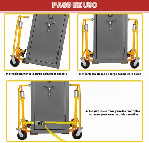Vista 6 de Juego de herramientas manuales para mover muebles (juego de 2), carrito móvil resistente, capacidad de 1300 libras, altura de elevación de 12