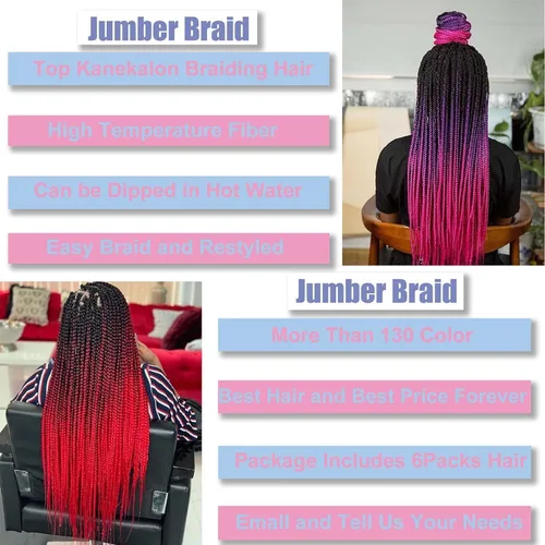 Vista 5 de Beige (613) Cabello trenzado 6 paquetes de extensiones de cabello sintético de 24 pulgadas, extensiones de cabello trenzado Jumbo Ombre trenzado