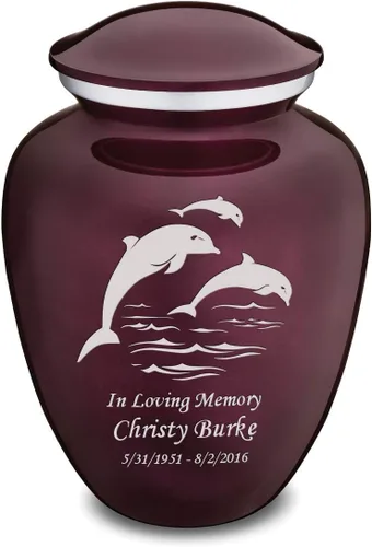 Vista 17 de Geturns Embrace - Urnas de cremación personalizadas de delfines para cenizas humanas, urna funeraria grande de color rojo brillante para mujeres
