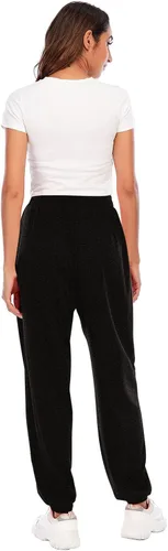 Vista 5 de HRAPDA Pantalones deportivos holgados de cintura alta para mujer, pantalones deportivos elásticos de moda de otoño Y2K con bolsillos
