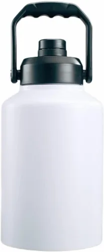 Vista 10 de Botella de agua aislada al vacío de boca ancha de 64 onzas, 128 onzas, con asa, cubo de hielo de acero inoxidable, taza de viaje, gran cantimplora
